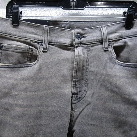 NEW 7 FOR ALL MANKIND Mens Slimmy Straight Leg Jeans Size 31 x 32 Grey - Picture 4 of 12